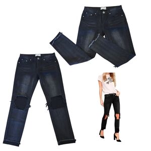 One Teaspoon Womens 26 Awesome Baggies Fox Black Destroyed Cotton Denim Jean EUC